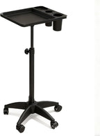 Salon Rolling Tray, Height Adjustable Tattoo Tray Rolling Cart, Storage Utility Trolley for Spa, Beauty Salon Service, Hairdresser Cart with Wheels, Black (Upgrade Black-TRAY-158N)
