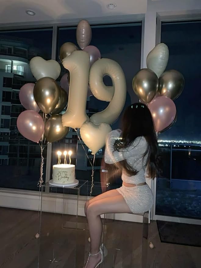 Number 18 Balloons 40 Inch for 18 81 Birthday Party Decorations, Cream | Jumbo - Image 2