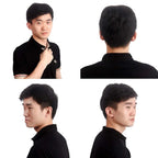 H&Bwig Men Short Toppers Hairpiece Hair Extensions (Natural Black) for Covering White Loss Hair Toupee
