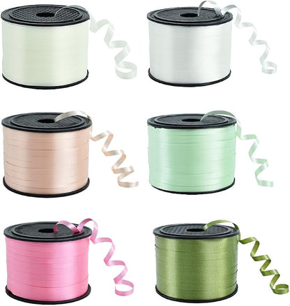 TONIFUL Cream Green Pink Curling Ribbon Balloon String Gift Wrapping | 600 by TONIFUL