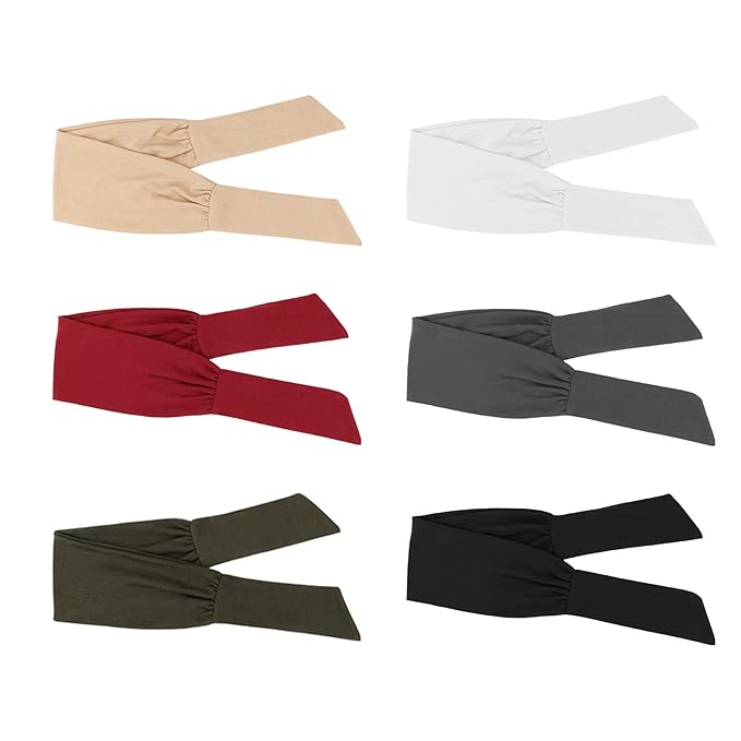 DRESHOW 6 PCS Adjustable Headbands for Women Knotted Headbands Elastic Non-Slip Fashion Hair Bands for Workout Sports Running Yoga