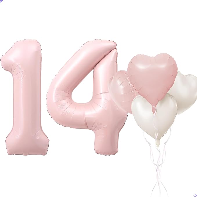 Pink 14 Balloon Number Pastel Pink 14th Birthday Party Decorations by Unknown