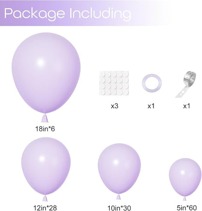 Ouddy Party 129Pcs Pastel Purple Balloons Different Sizes 18 12 10 5Inch - Image 2