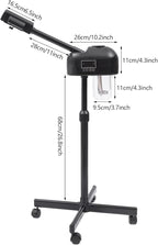 Professional Facial Steamer, 750W Black Skin Care Equipment w/Wheels & LCD Panel, PTC Heating, 600ml Large Capacity Face Steamer Machine, Adjustable Height Hot Mist Steamer for Beauty Salon