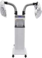 Freestanding Multifunctional Nano Hair Steamer Micro Mist Ozone Oil Treatment Dyeing Machine with 2 Steam Caps Hooded Hair Care Processor 2 Telescopic Tubes Time/Temp Control for Salon Barber Shop SPA