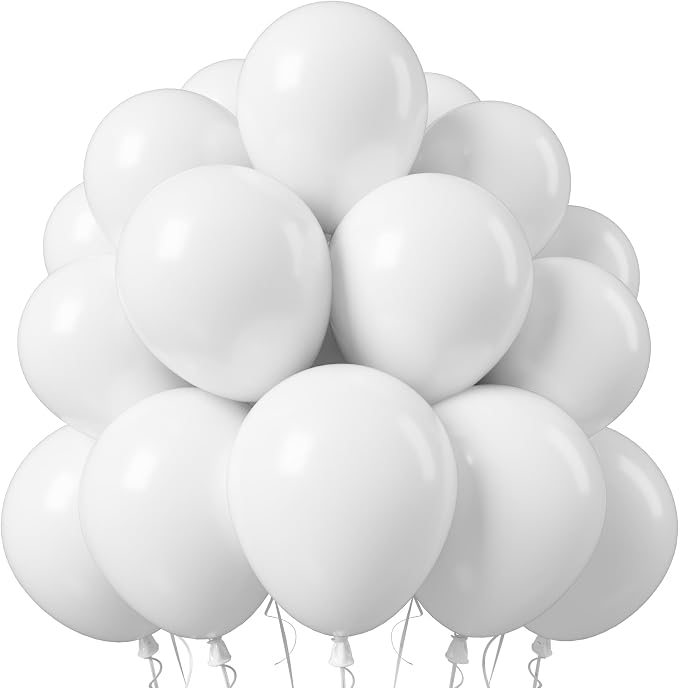 Jobkoo White Balloons 50Pcs 12 Inch Wedding Bridal Engagement Latex Balloon | by Jobkoo