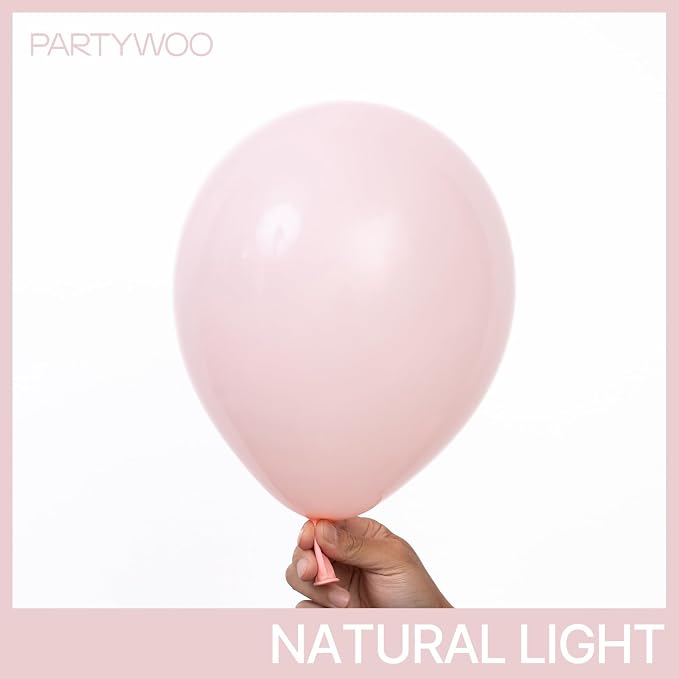 PartyWoo Baby Pink Balloons 140pcs Pastel Light Pale Pink Color | 18 12 10 5 - Image 2