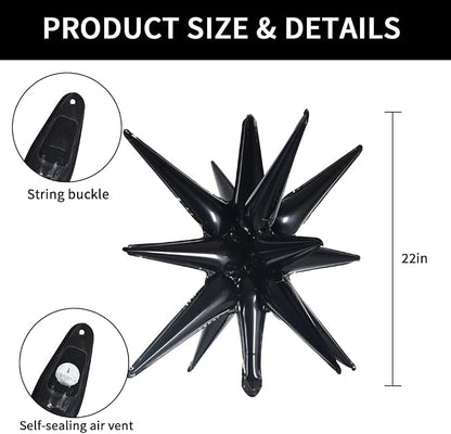 TONIFUL 4 Pcs Explosion Star Balloons Black Foil Balloon Party Decorations | 22 - Image 2
