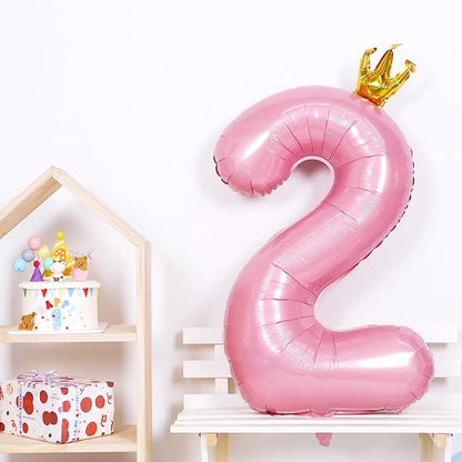 40 Inch Crown Pink Number 2 Balloon, Big Conjoined Light Pink Foil Mylar Helium - Image 5