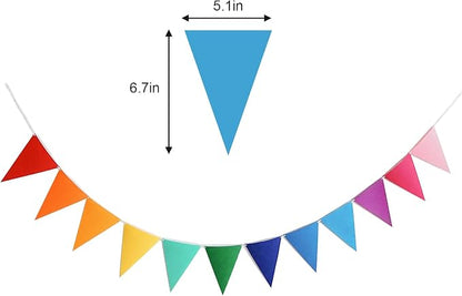 48Pcs Colorful Rainbow Pennant Banner, 4 Strings | Triangle Bunting Flags - Image 4