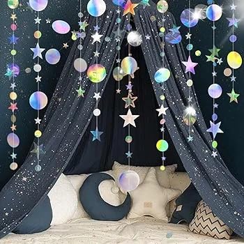 Iridescent Party Star Circle Dot Decoration Iridescent Hanging Garland Streamer - Image 3