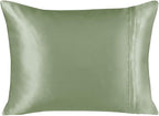 BLISSFORD Satin Pillowcase with Zipper, for Hair and Skin Care, Feels Soft and Cool Like a Silk Pillowcase, Satin Pillow Cases 2 Pack, Slik Pillow Cover, Sage Green - Queen Size - Set of 2