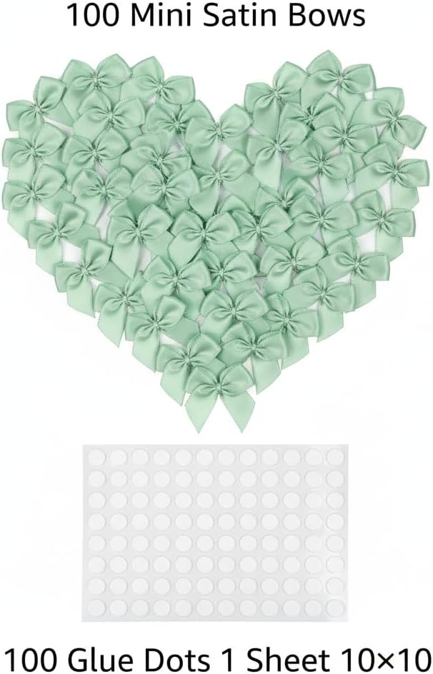 100 Pcs Mini Bows + 100 Glue Dots, - Image 3