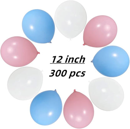 300 Pack White Pink and Blue Balloons 100 of each of the 3 colors 12 inch White - Image 2