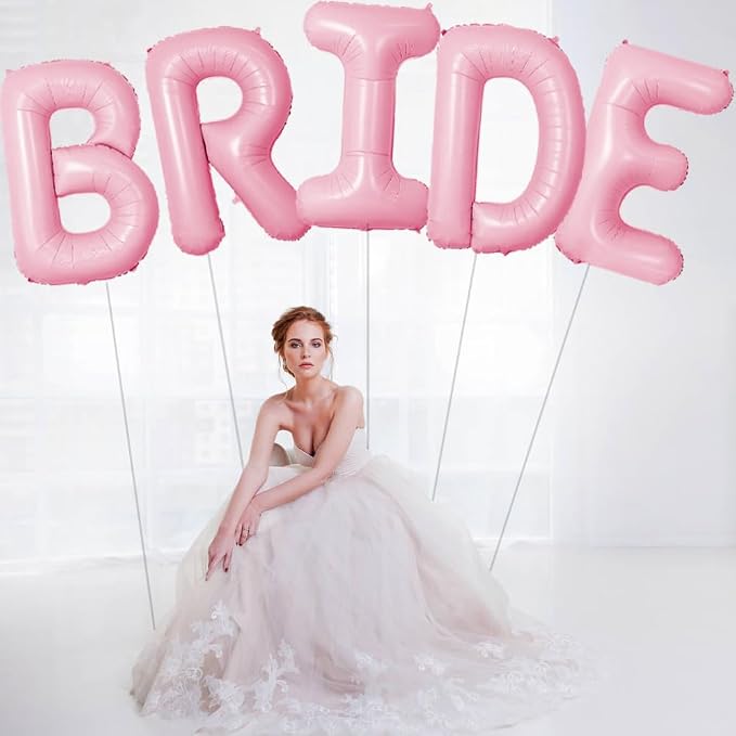 Pink Bride Balloons Wedding Balloon 40 Inch Bride To Be Letter Balloons - Image 4