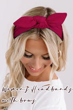 Tobeffect Bow Headbands for Women Non Slip 3.5'' Wide Knotted Headband Hair Bands with Bows Rabbit Ears Womens Turban Headbands Headwraps Girls Strechy Cute Hair Accessories…