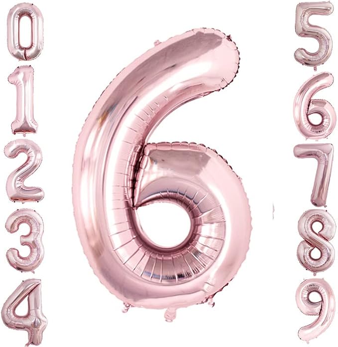 2 Pcs 42 Inch Rose Gold Foil Balloons Number 6, Huge Number Balloons by GOER