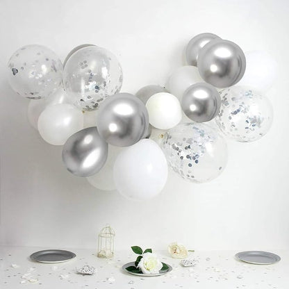 White Silver Confetti Latex Balloons, 50 Pack 12inch Silver Metallic Party - Image 7