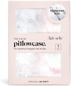 Kitsch Satin Pillowcase with Zipper for Hair & Skin, Softer Than Silk Pillow Cases Queen, Wrinkle-Free, Smooth and Cooling Satin Pillow Covers, Standard Size 19"x26", Marble