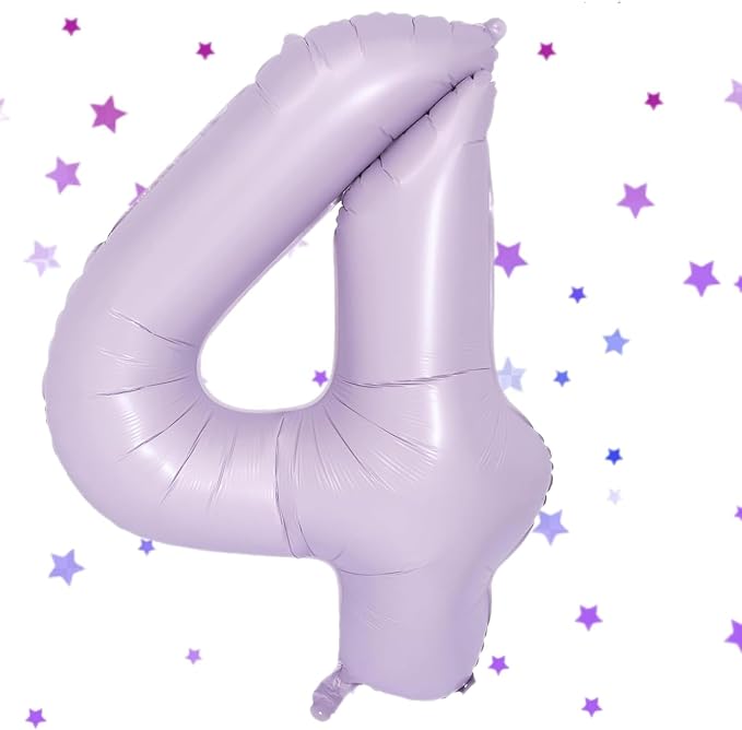 40 Inch Purple Number Balloons Light Purple 4 Balloon Matte Purple Birthday by Yeodong