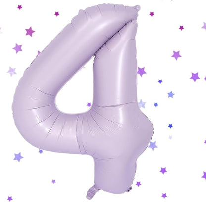 40 Inch Purple Number Balloons Light Purple 4 Balloon Matte Purple Birthday by Yeodong