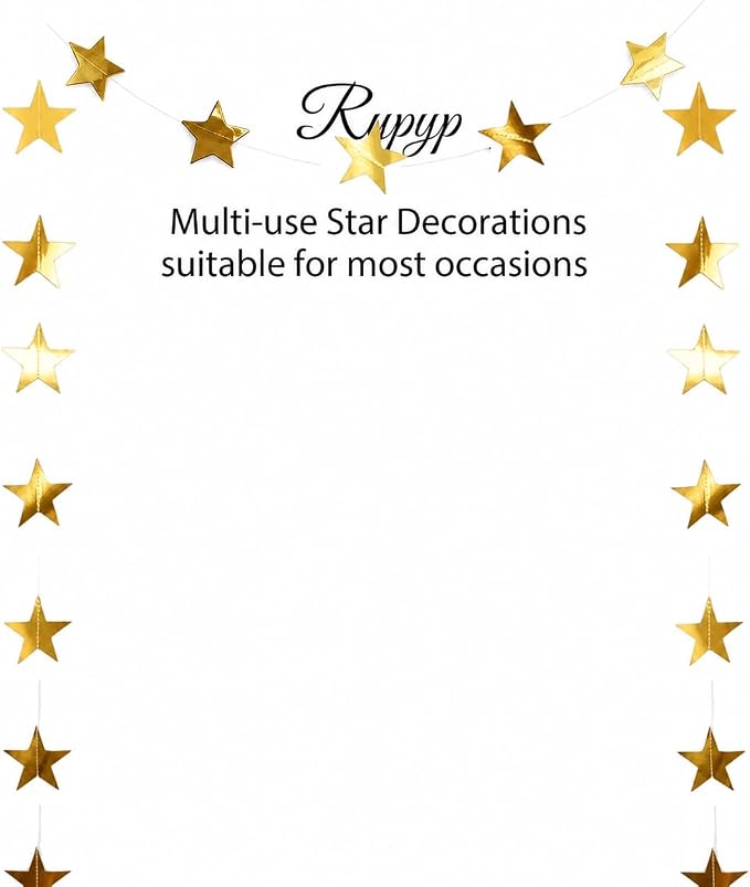 65Feet Gold Star Garland Banner - Image 2