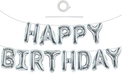TONIFUL Silver Happy Birthday Balloons Banner Decorations by TONIFUL