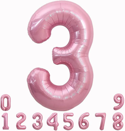 TONIFUL 40 Inch Pink Number 3 Balloons Large Foil 3rd Birthday Decorations | by TONIFUL