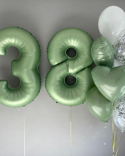 1 Balloon Number 40 Inch Olive Green Balloons - Image 4