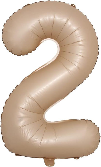 40 inch Caramel Cream Color Number Balloons 0-9 Large Digital Foil Helium Brown by RUIANSI