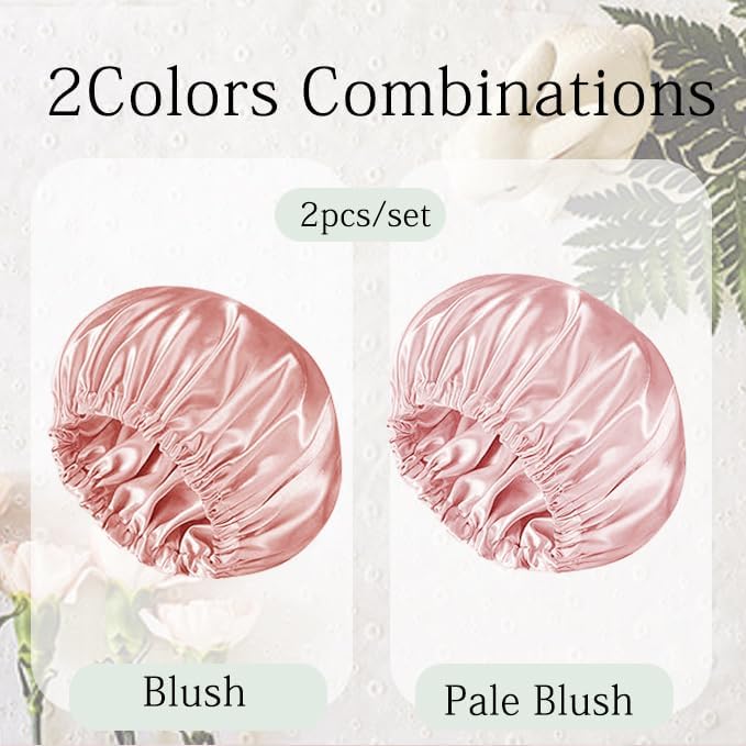 2PACK Satin Bonnet Hair Bonnet For Sleeping Silk Bonnets Womens Silky Night Caps Double Layer Curly Hair Sleep Cap