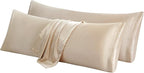 Aormenzy Satin Body Pillow Cover Set of 2, 20x54 Inches Taupe Case for Adults, Silky Soft & Cooling Pillowcase With Envelope Closure