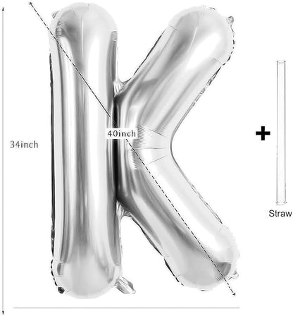 Silver Letter Balloons 40 Inch Large Alphabet Balloon Letter K | Foil Mylar Big - Image 2