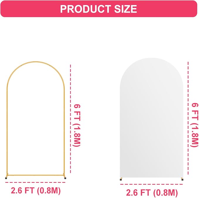 6FT Arch Backdrop Stand and White Cover Set, Wedding Arch Backdrop Stand | - Image 3