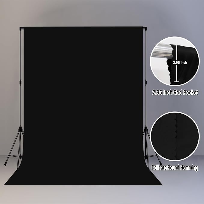 Black Photography Backdrop for Photoshoot, Fabric 5x7ft | Polyester Studio - Image 6
