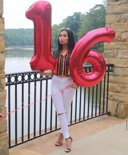 Red Number 9 Balloon 40 Inch, 9th Birthday Party Decorations Men Women | Foil - Image 2