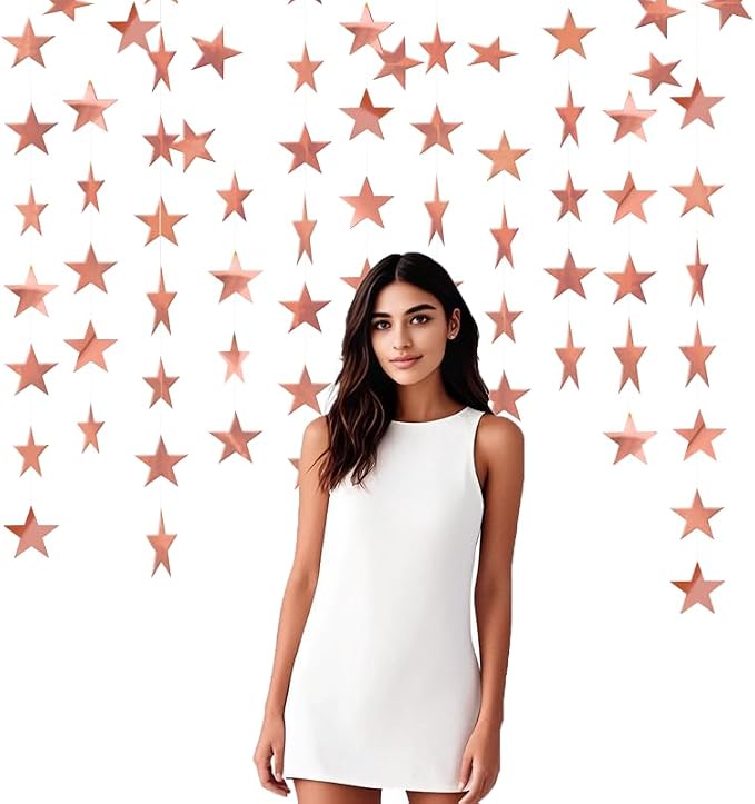 Rose Gold Shining Star Hanging Garland Rose Gold Hanging Sparkling Star - Image 6