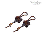 Parcelona French Rose Flower Twist N Clip Set of 2 Cellulose Acetate Shell Hair Clip Barrette 10.5 cm