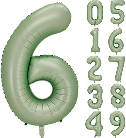 Number 6 Balloon, 40-Inch Sage Green Number Balloon | 40-inch foil balloon by GifloonOfficial