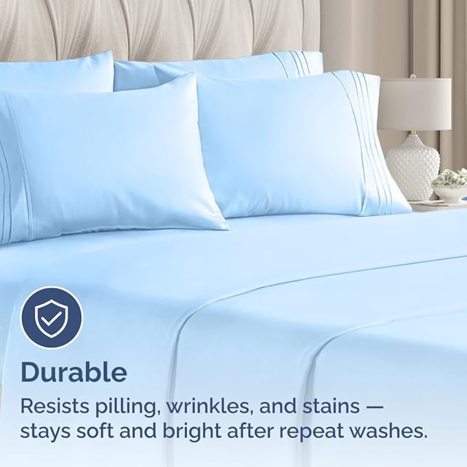 Queen Pillow Cases Set of 10 - Ultra Soft Hotel Quality Pillowcase Covers - Comfy, Cozy & Wrinkle Free - Shrink, Stain & Fade Resistant - Machine Washable Pillow Protectors - 10 Piece Set - Light Blue