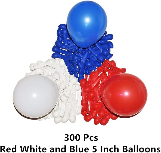 300 Pack Red White and Blue Balloons - Image 2