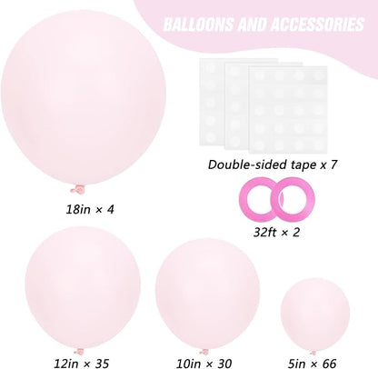 RUBFAC 135pcs Pale Pink Balloons Different Sizes Pack of 18 12 10 5 Inch - Image 2