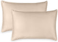 Queen Pillowcases by Pure Bamboo, Genuine 100% Organic Viscose Derived from Bamboo, Luxuriously Soft & Cooling, Double Stitching, Envelope Closure (2 Queen Pillowcases, Almond)
