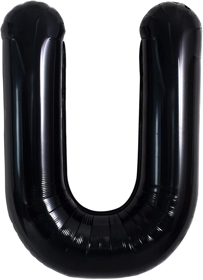 TONIFUL 40 Inch Large Black U Letter Balloons, Jumbo Helium Foil Mylar Balloons by TONIFUL