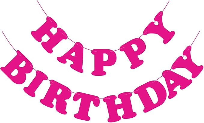Pink Happy Birthday Banner Sign Birthday Backdrop Party Supplies by Adecortalk