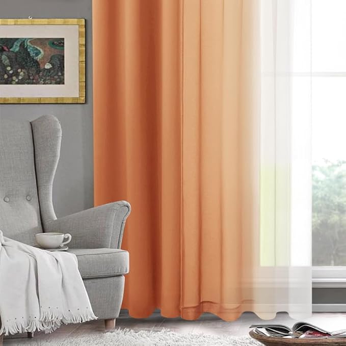DWCN Faux Linen Ombre Sheer Curtains - Image 7