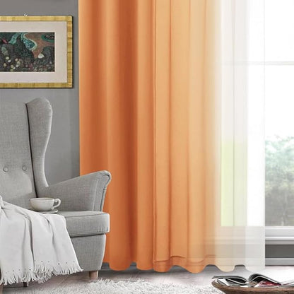 DWCN Ombre Faux Linen Extra Long Fall Sheer Curtains - Image 7