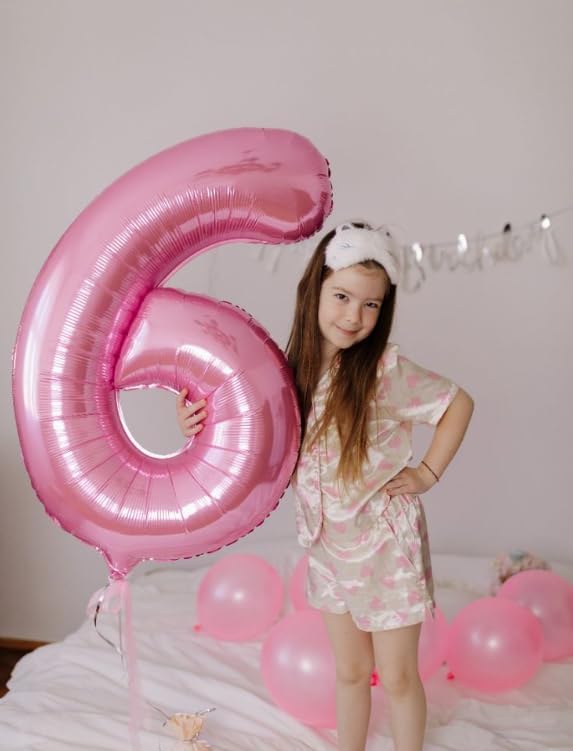 Pearl Pink Number 6 Balloon 40 inch, 6th Birthday Party Balloons Decorations | - Image 3