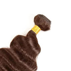 Color 4 Human Hair Bundles Chocolate Brown Deep Wave Bundles Niegmeag Unprocessed Peruvian Virgin Remy Hair Single Bundle 24 Inch Double Weft Hair Weave