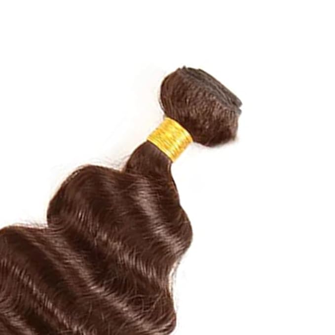 34 Inch Color 4 Bundles Human Hair Chocolate Brown Deep Wave Bundles Unprocessed Peruvian Virgin Remy Hair Extensions Double Weft Niegmeag Hair Weave